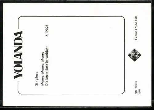 AK Sängerin Yolanda mit Autograph