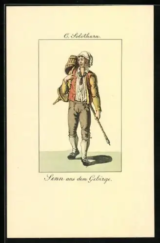 AK Schweizer Wanderer in volkstypischer Tracht