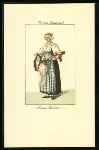 AK Hübsche Appenzellerin in Tracht um 1800, Ausser Rooden