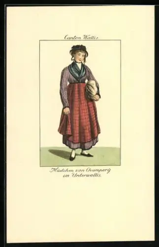 AK Champery, Mädchen in Volkstracht