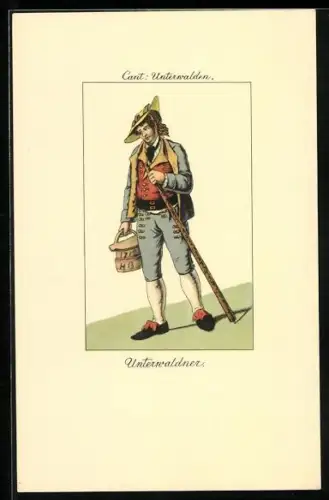 AK Schweizer Wanderer in Unterwaldner Trachten