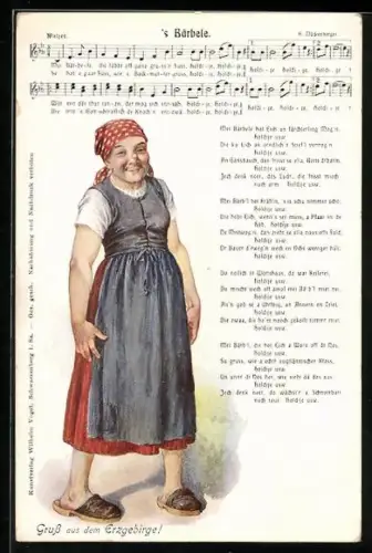 Lied-AK Hilmar Mückenberger: `s Bärbele, Frau mit dicker Warze auf der Nase