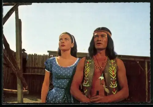 AK Der letzte Mohikaner, Die Stille um die Munroe-Farm beunruhigt Unkas..., Karin Dor und Dan Martin