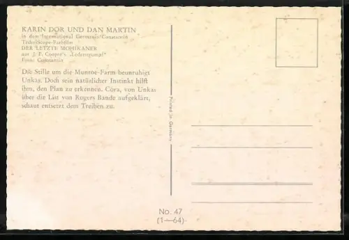 AK Der letzte Mohikaner, Die Stille um die Munroe-Farm beunruhigt Unkas..., Karin Dor und Dan Martin