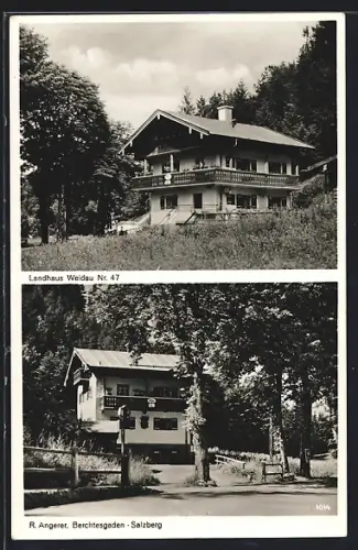 AK Berchtesgaden, Hotel-Pension Landhaus Weidau Nr. 47, Hotel-Pension R. Angerer