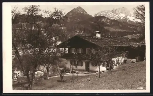 AK Berchtesgaden, Hotel-Pension Waldhäusl, Alpenpanorama