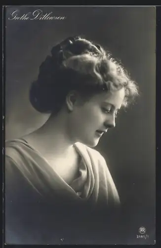 AK Grethe Ditlevsen, Seitenportrait