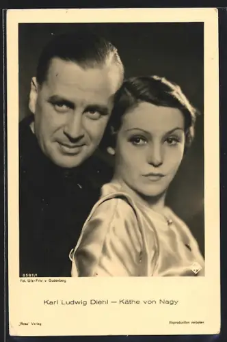 AK Karl Ludwig Diehl und Käthe von Nagy, Portrait