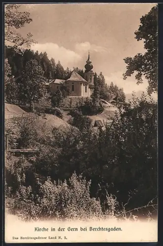 AK Berchtesgaden, Kirche in der Gern