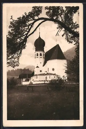 AK Au / Berchtesgaden, Blick zur Kirche
