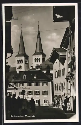 AK Berchtesgaden, Marktplatz, Gasthof Neuhaus, Kirche