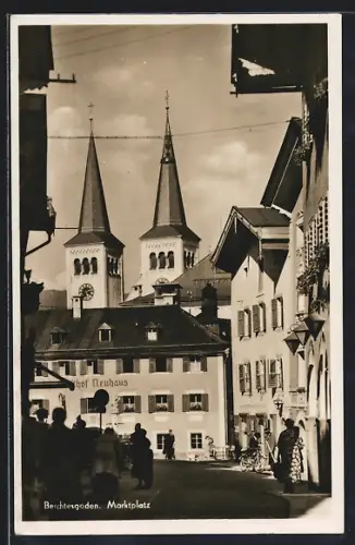 AK Berchtesgaden, Marktplatz, Gasthof Neuhaus, Kirche