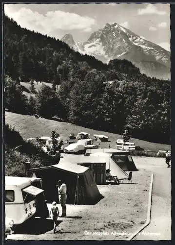 AK Berchtesgaden, Campingplatz Allweglehen mit Watzmann