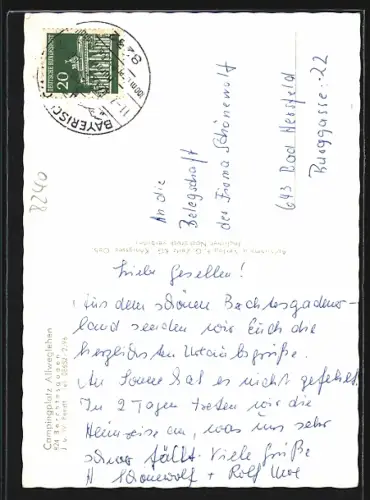 AK Berchtesgaden, Campingplatz Allweglehen mit Watzmann