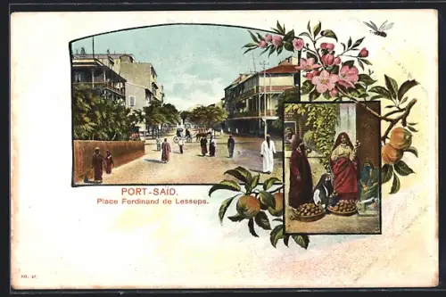 AK Port-Said, Place Ferdinand de Lesseps