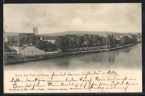 AK Tulln a. Donau, Ortsansicht mit Donau im Vordergrund