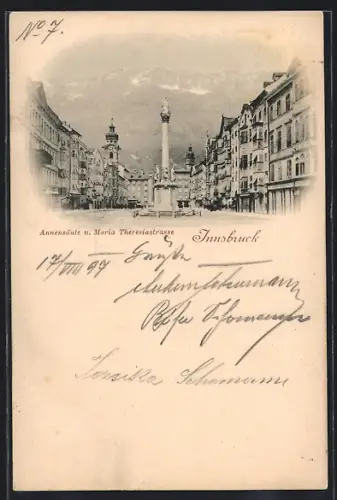 AK Innsbruck, Annensäule u. Maria Theresiastrasse