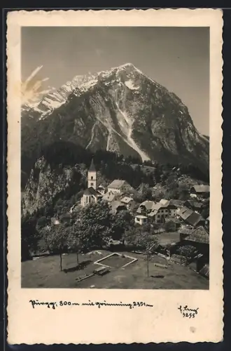 AK Pürgg, Ortsansicht aus der Vogelschau mit Grimming