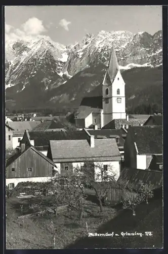 AK Bad Mitterndorf, Ortsansicht mit Kirche und Grimming