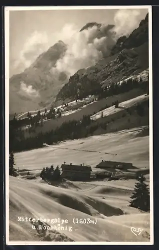 AK Mühlbach am Hochkönig, Mitterbergalpe mit Hochkönig im Winter