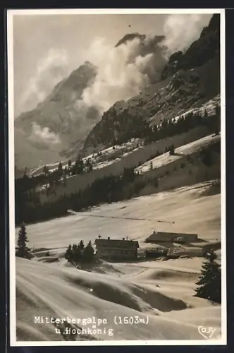 AK Mühlbach am Hochkönig, Mitterbergalpe mit Hochkönig im Winter