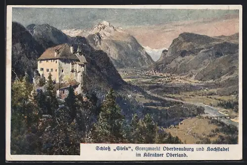 Künstler-AK Edward Theodore Compton: Grenzmarkt Oberdrauburg und Hochstadel vom Schloss Stein gesehen