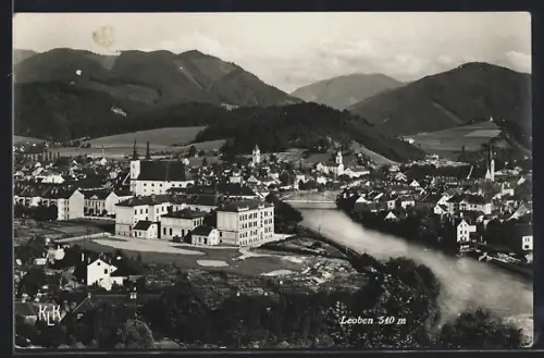 AK Leoben, Teilansicht mit Kirche