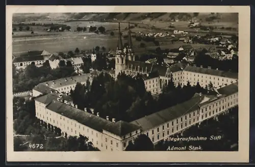 AK Admont /Stmk., Stift, Fliegeraufnahme