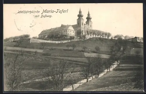 AK Maria Taferl, Wallfahrtskirche mit Bussweg