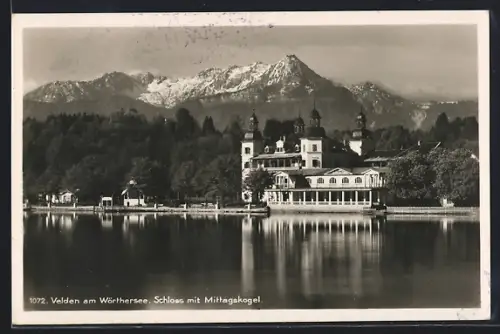 AK Velden am Wörthersee, Schloss mit Mittagskogel