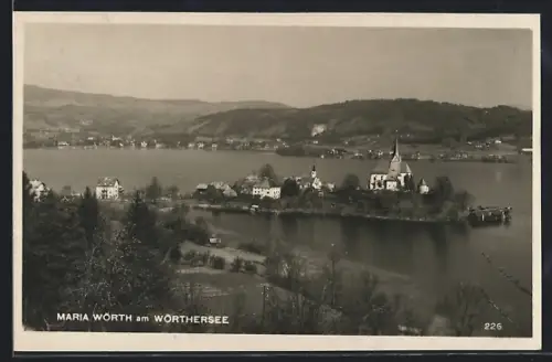 AK Maria Wörth am Wörthersee, Panorama mit Kirche