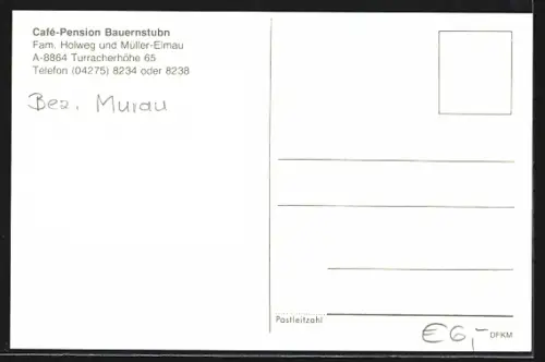 AK Turracherhöhe /Bez. Murau, Cafe-Pension Bauernstubn Fam. Holweg und Müller-Elmau