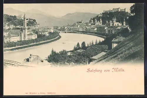 AK Salzburg, Blick von Mülln auf Salzburg