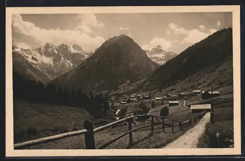 AK Brand im Brandnertal, Teilansicht mit Scesaplana, Mottenkopf und Panüllerschrofen