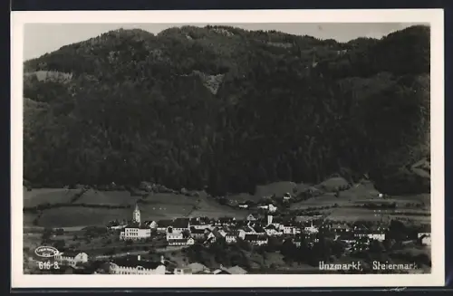 AK Unzmarkt /Stmk., Ortsansicht aus der Vogelschau