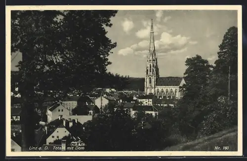 AK Linz a. D., Ortsansicht mit Dom