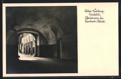 AK Offenhausen bei Lambach /Oberöst., Schloss Würting, Einfahrt