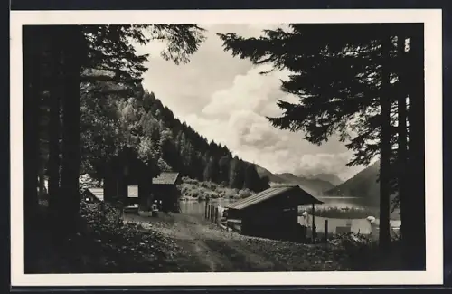 AK Weissensee, Häuser am Ostufer des Sees