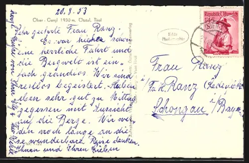 AK Obergurgl, Ortsansicht von oben