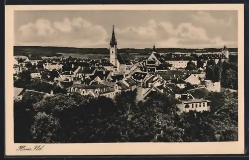 AK Horn, Blick über die Dächer der Ortschaft zum Kirchturm