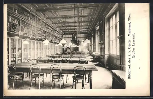 AK Wien, K. k. Österreichisches Museum am Maria-Theresien-Platz, Grosser Lesesaal