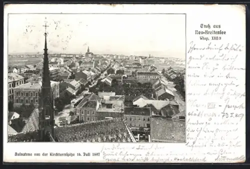 AK Wien, Neu-Breitensee, Ortsansicht von der Kirchturrmspitze, 1897