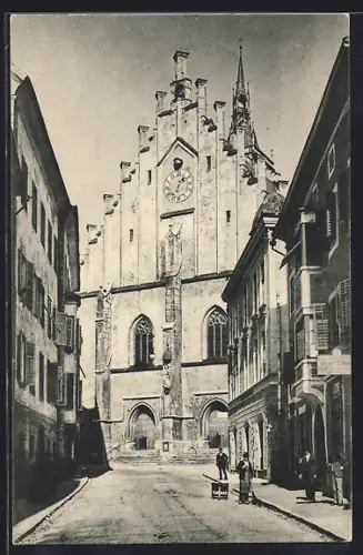 AK Schwaz /Tirol, Pfarrkirche mit Strasse