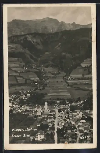 AK Liezen /Stmk., Totalansicht mit Umgebung vom Flugzeug aus