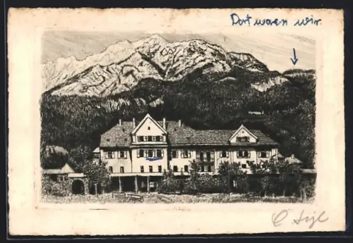 Künstler-AK Gröbming /Steiermark, Erholungsheim gegen Kampspitze