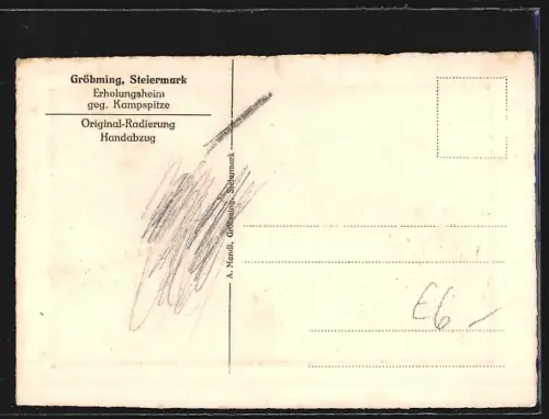 Künstler-AK Gröbming /Steiermark, Erholungsheim gegen Kampspitze