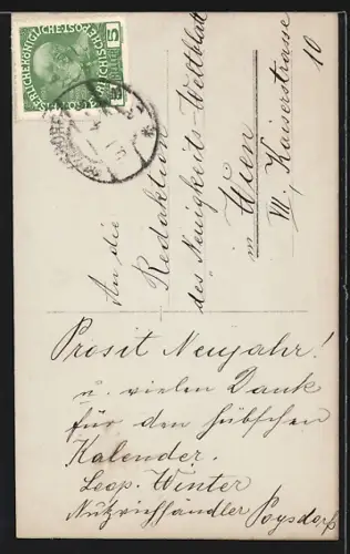 AK Poysdorf, Wilhelmsdorf, Mädchen hält Schild mit einem Bilder der Maria-Bründl-Kirche