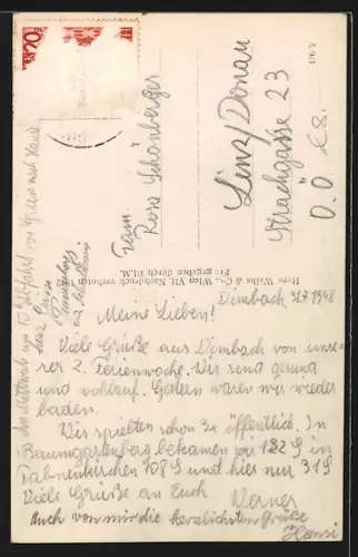 AK Dimbach b. Grein, Teilansicht, Fliegeraufnahme