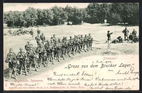 AK Brucker Lager, Soldaten der ungarischen Infanterie beim Schiessen