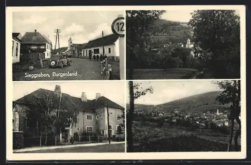 AK Sieggraben /Burgenland, Teilansicht, Strassenpartie, Ortspartie